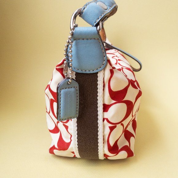 COACH VTG 2000’s Coach Mini Handbag Cream & Red C - Picture 7 of 10